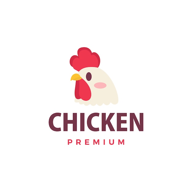 Ilustración linda del icono del logotipo del gallo del pollo