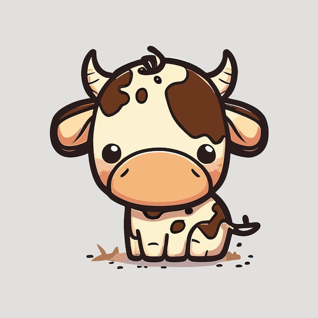 Ilustración linda de Kawaii de la vaca de Chibi