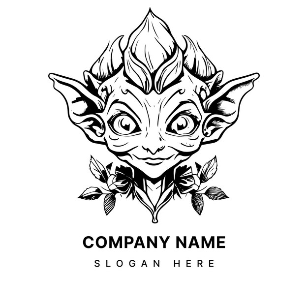 Ilustración linda del logotipo de la cabeza del duende