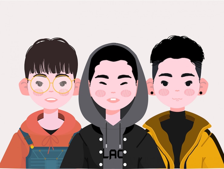 Vector ilustración linda de los muchachos asiáticos