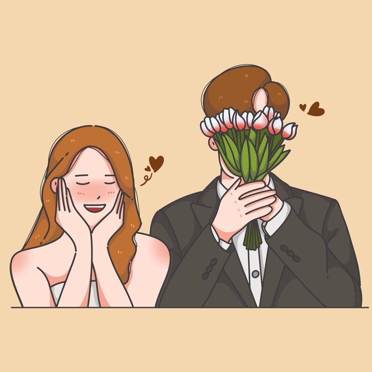 Ilustración linda pareja de boda