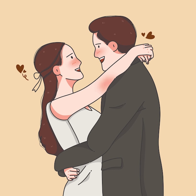 Ilustración de una linda pareja de bodas
