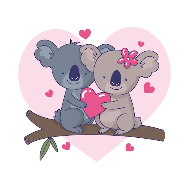 Ilustración linda pareja de koala