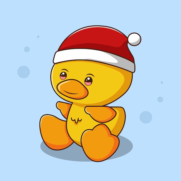 Vector ilustración linda del pequeño pato de navidad