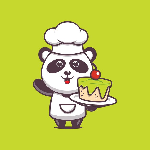 Ilustración linda del personaje del chef panda