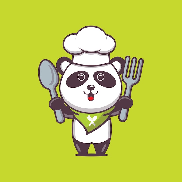 ilustración linda del personaje del chef panda