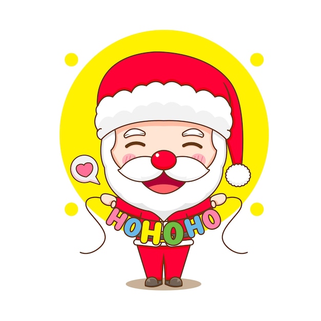 Ilustración linda del personaje chibi de santa claus