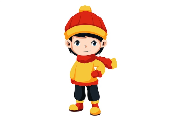 Ilustración linda del personaje de los niños de Navidad