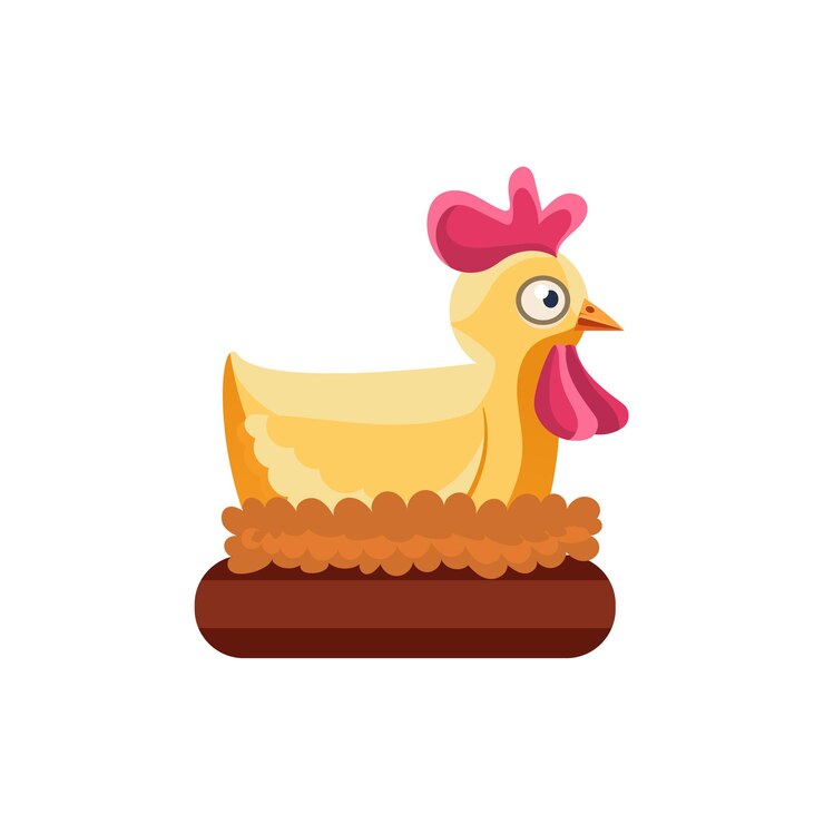 Vector ilustración linda simplificada de anidamiento de pollo