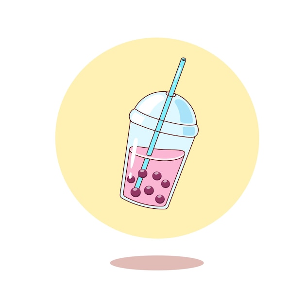 Ilustración linda del té de la leche de la burbuja de la historieta