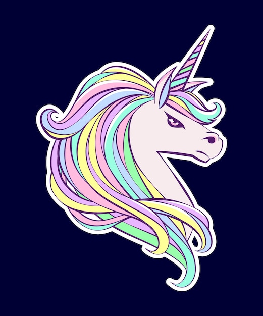 Vector ilustración linda del unicornio enojado