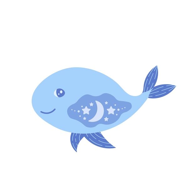 Ilustración linda del vector de la ballena azul