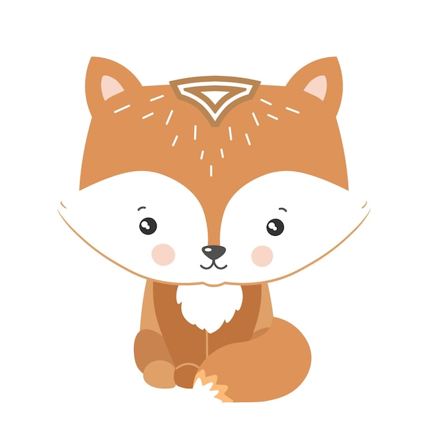Ilustración linda del zorro rojo para las habitaciones de los niños tarjetas postales carteles Ilustración vectorial