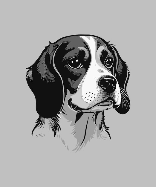 Ilustración de un lindo beagle aislado sobre un fondo gris