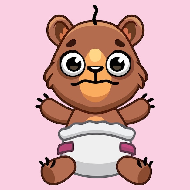 Vector ilustración de lindo bebé oso de peluche con pañales oso cara dibujos animados vector ilustración