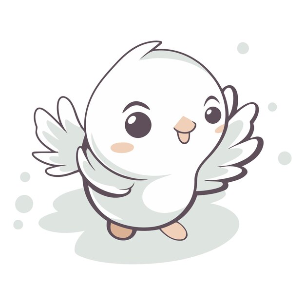 Vector ilustración de un lindo búho blanco con alas y plumas