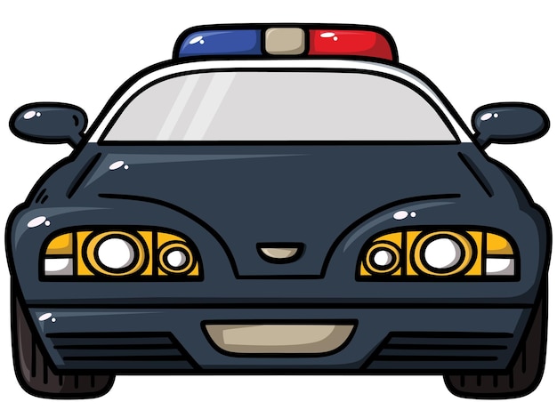 Vector ilustración de lindo coche de policía de dibujos animados