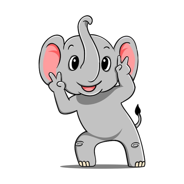 Ilustración de un lindo elefante con una pose divertida frente a la cámara