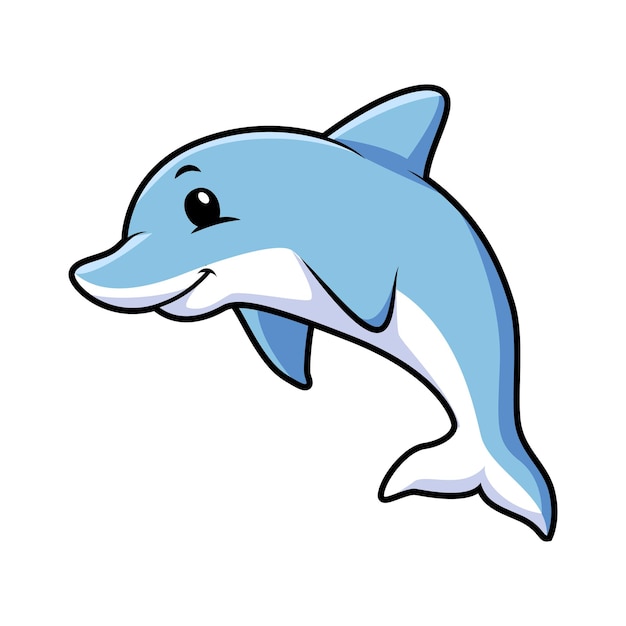 Vector ilustración de un lindo y feliz delfín