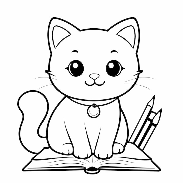 Vector ilustración de un lindo gato para colorear