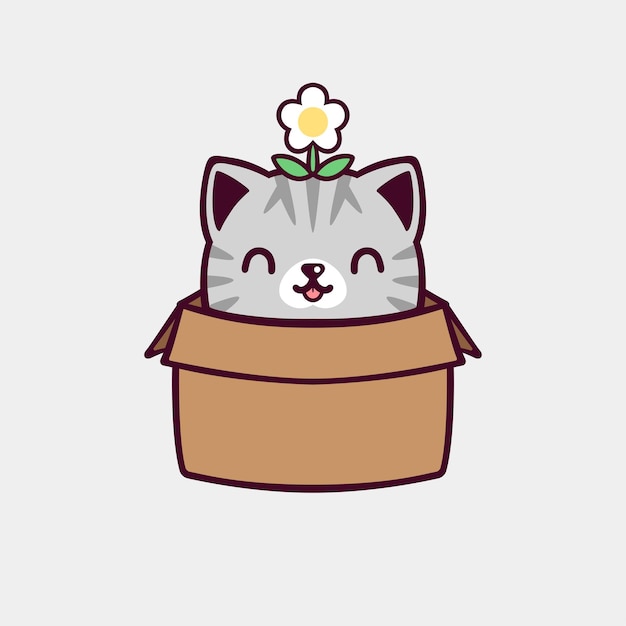 Ilustración de un lindo gato en una taza