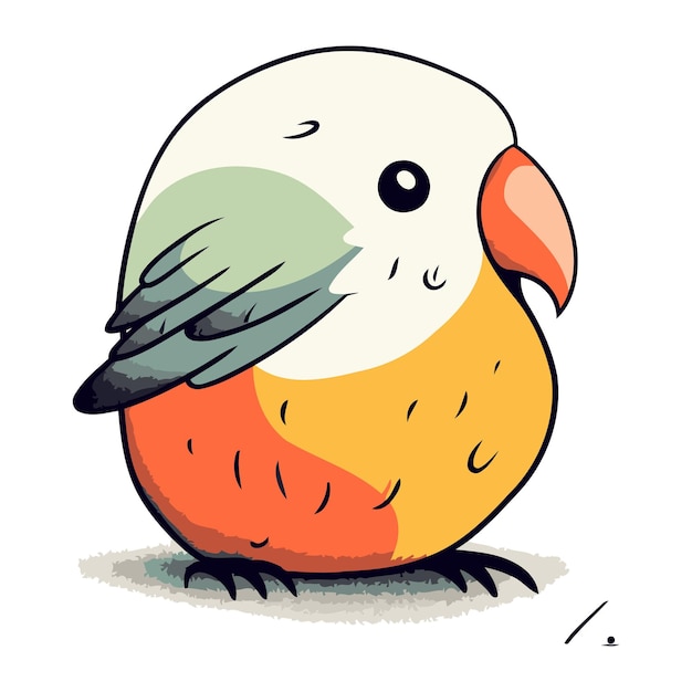 Ilustración de un lindo loro aislado sobre un fondo blanco