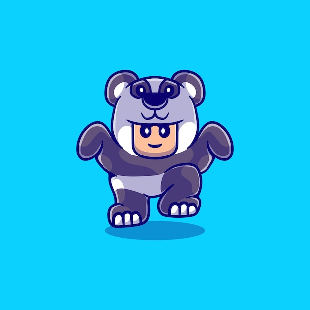 Ilustración de lindo niño de artes marciales con traje de panda