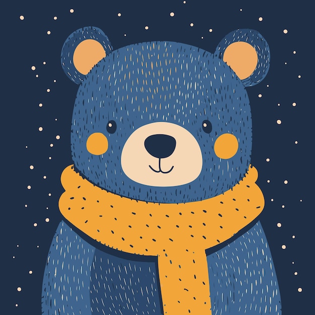 Ilustración de un lindo oso con una bufanda