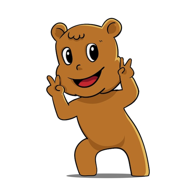 Vector ilustración de un lindo oso con una pose divertida frente a la cámara