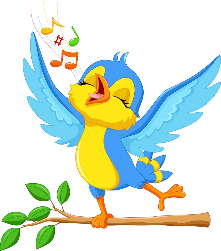Vector ilustración de lindo pájaro cantando
