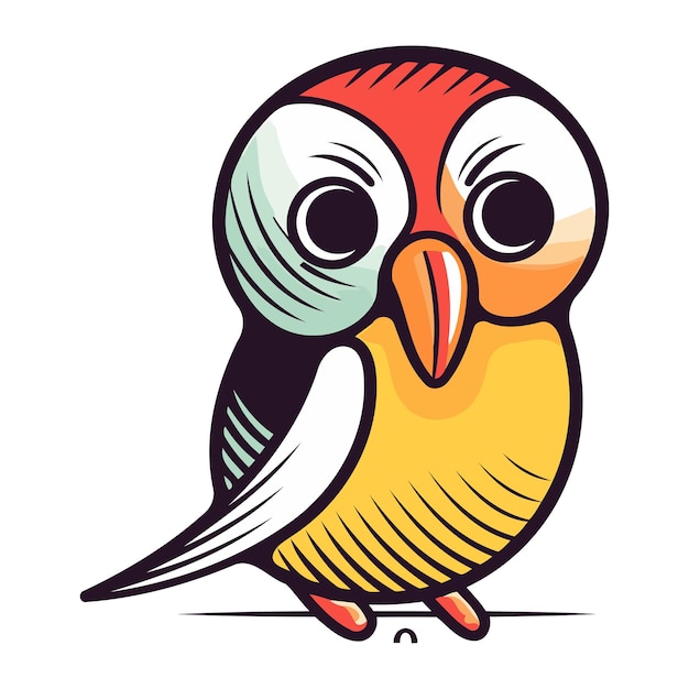 Ilustración de un lindo pájaro de dibujos animados aislado sobre un fondo blanco