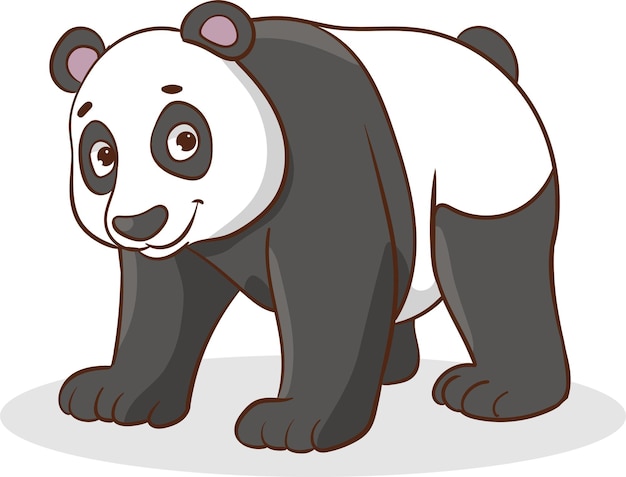 Ilustración de un lindo panda gigante de dibujos animados sobre un fondo blanco