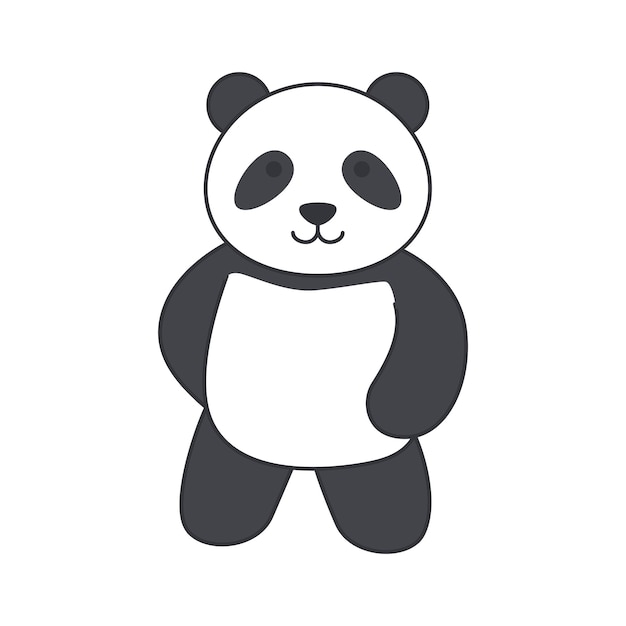 ilustración de un lindo panda de pie y sonriendo