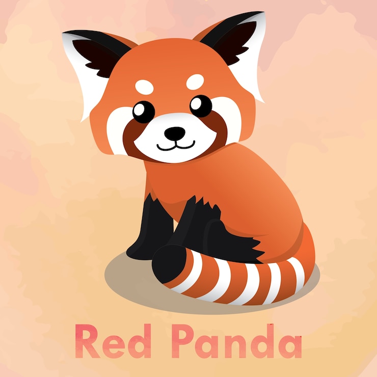 Vector ilustración de lindo panda rojo