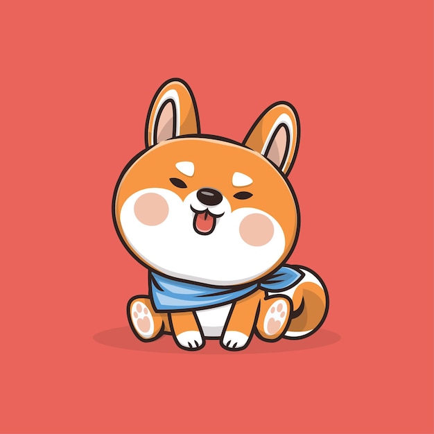 Vector ilustración de lindo perro kawaii