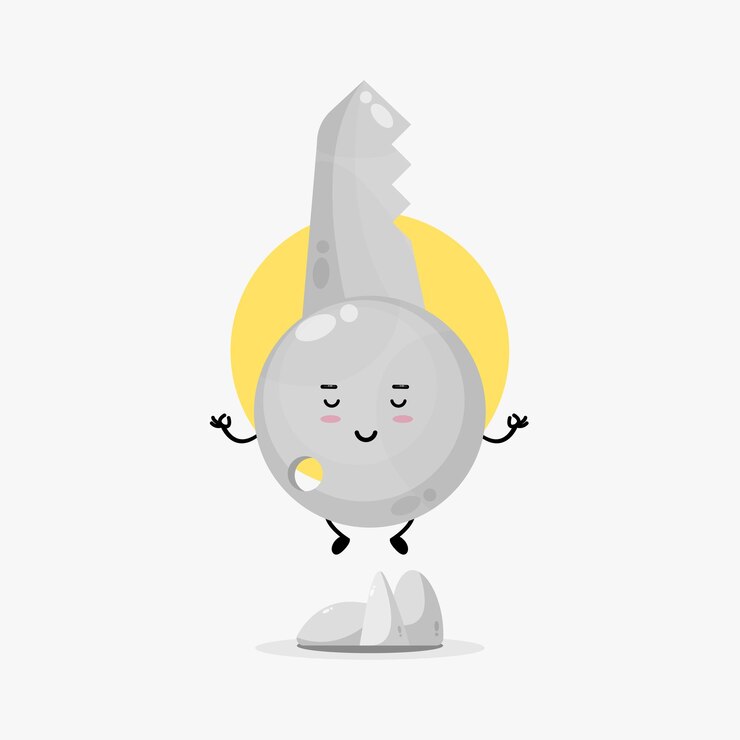Vector ilustración de un lindo personaje clave meditando