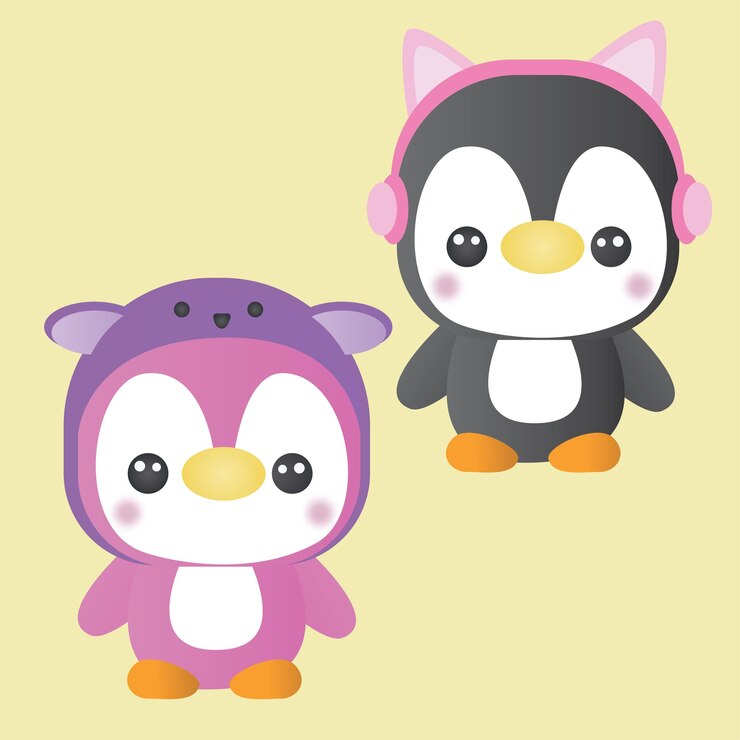 Ilustración de lindo pingüino Dibujar a mano Animal