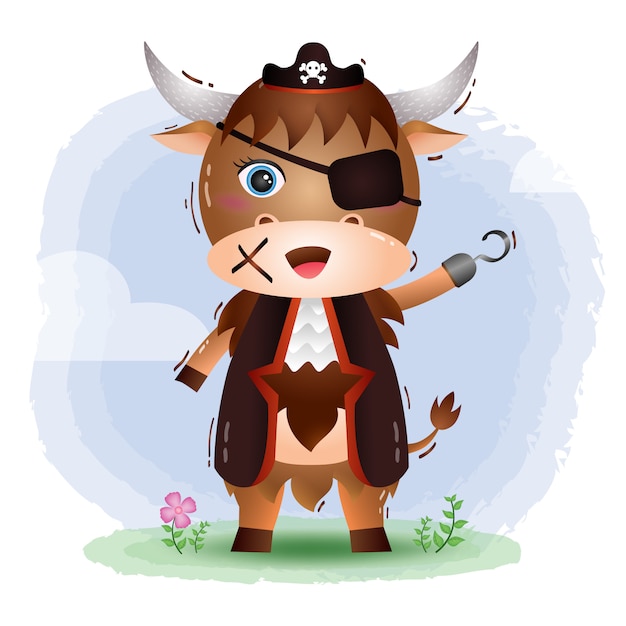 Ilustración de lindo piratas yak