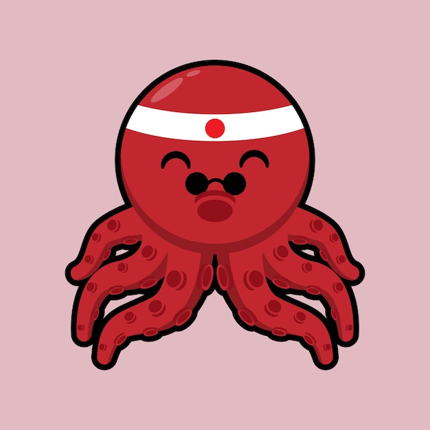 ilustración de lindo pulpo con gafas de sol, con piernas llenas de tentáculos.