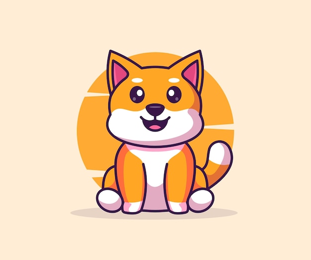 Ilustración de lindo shiba inu mascota icono vector plano estilo de dibujos animados