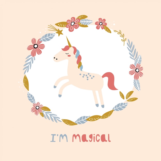 Ilustración con lindo unicornio