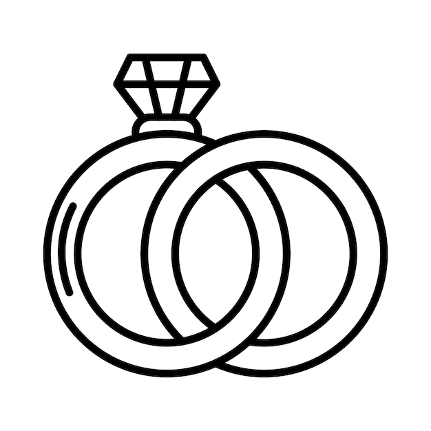 Vector ilustración de la línea de los anillos de boda