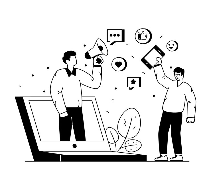 Ilustración de línea de anuncio de programa de fidelización
