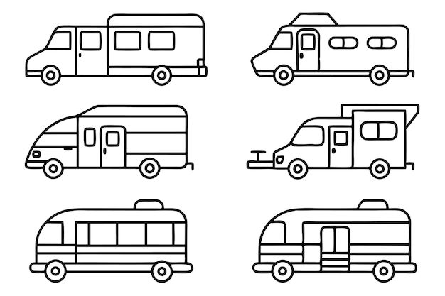 Ilustración de la línea de arte de Camper que mejora las escenas detalladas de la vida al aire libre