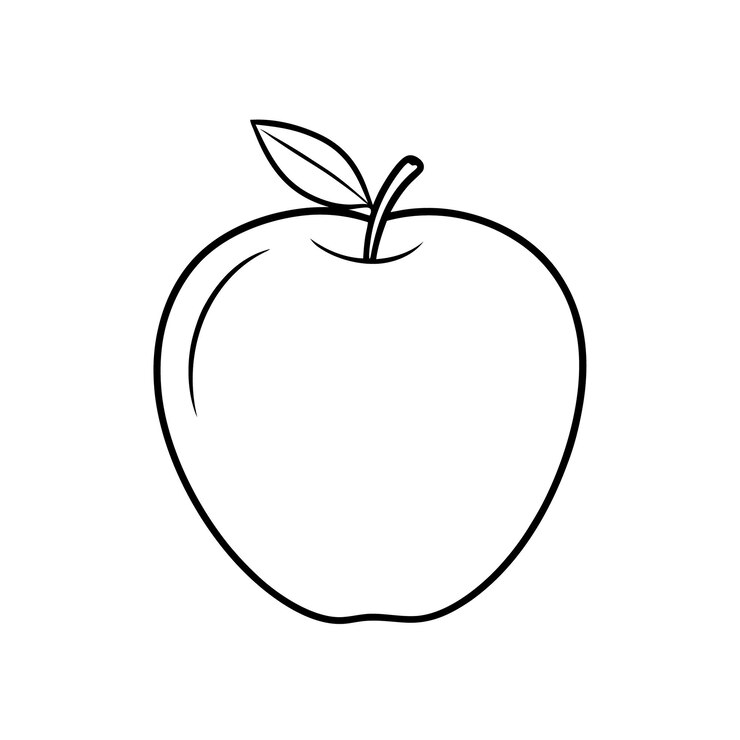Ilustración de línea de arte vectorial de manzana Diseño vectorial minimalista de contorno de fruta de manzana