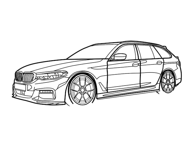 Ilustración de la línea de autos SUV clásicos libro de colorear