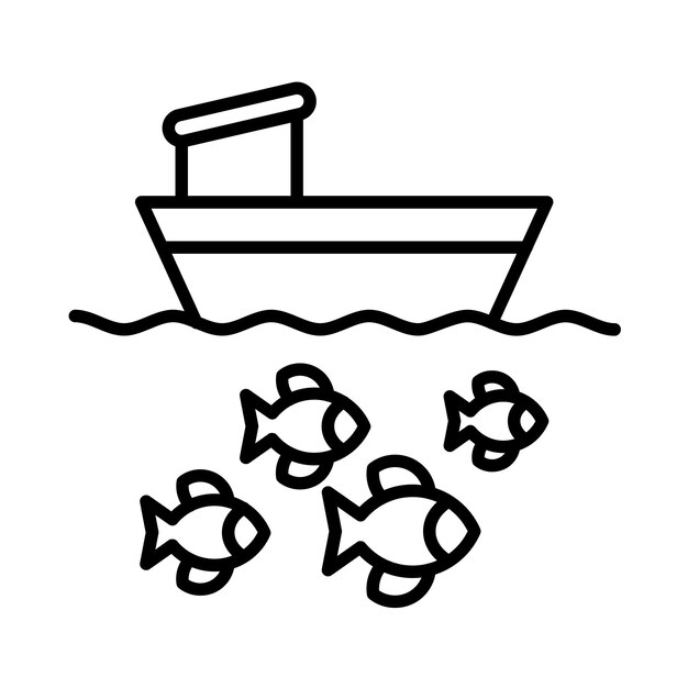 Ilustración de la línea de un barco de pesca
