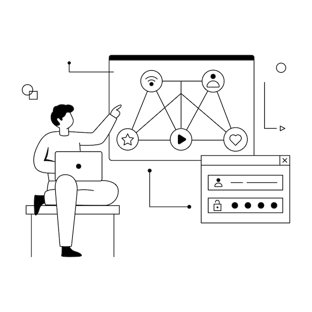 Ilustración de línea basada en caracteres de análisis de datos