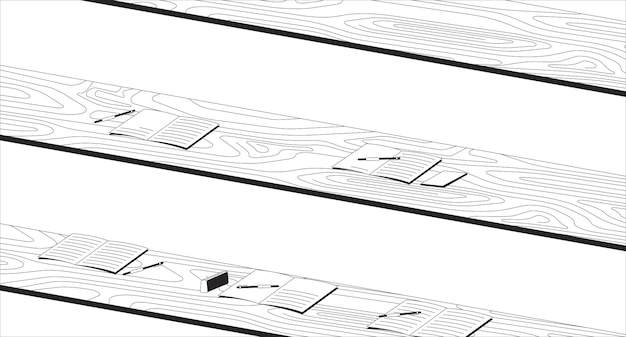 Ilustración de línea en blanco y negro de la sala de conferencias vacía