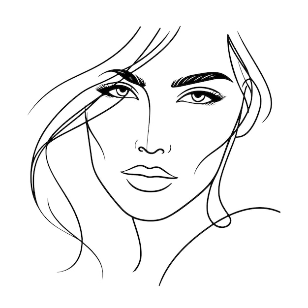 Vector ilustración de la línea de la cara de las mujeres hermosas